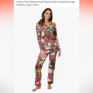 Johnny Was Multicolor Floral Leopard Pajama Set